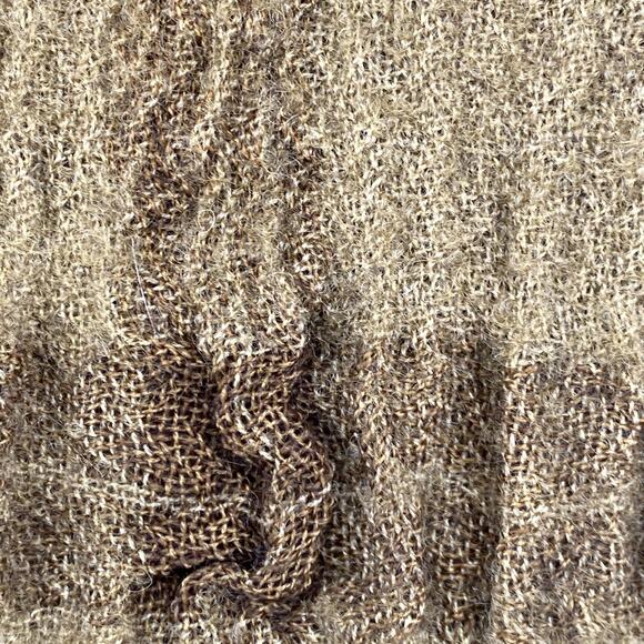 EILEEN FISHER Scarf Wool Crinkle Gauze Ombre Check Wrap Green Orange 18" x 80" - Picture 6 of 10